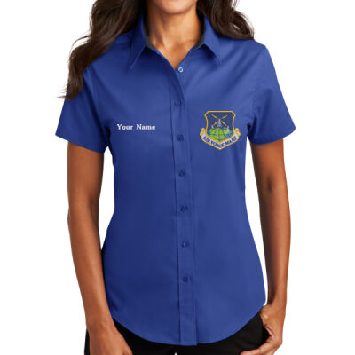 AFMARS Logo - Women's Short Sleeve Button Down Shirt Thumbnail
