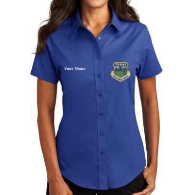 AFMARS 75th Anniversary Logo - Women's Short Sleeve Button Down Shirt Thumbnail